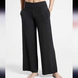 Athleta Black Well Rested Ribbed Wide Leg Pant Sz XL